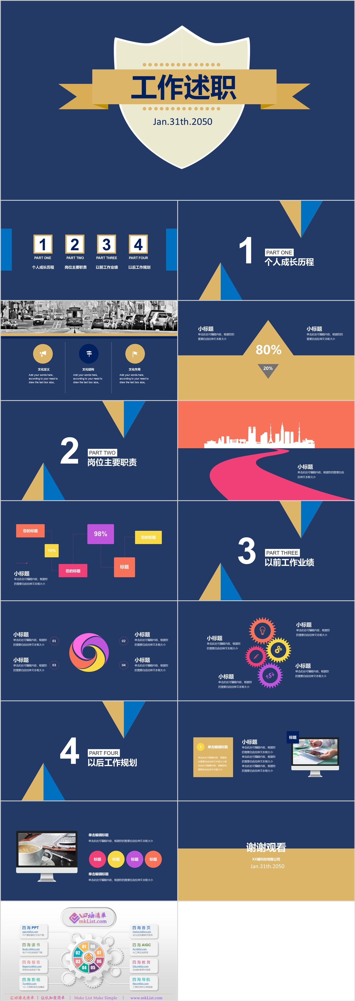 图片[1]-【年终总结】14：工作述职-四海 PPT
